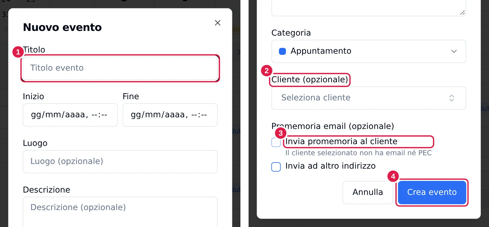 Nuovo evento