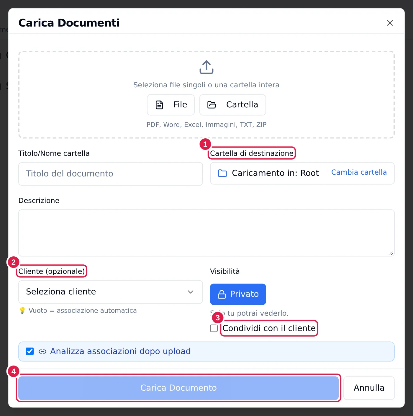Carica documenti